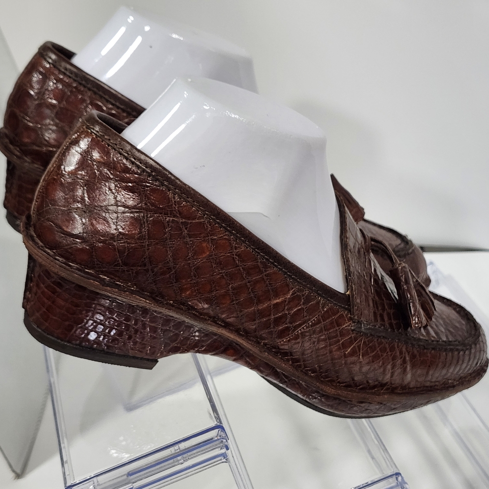 Giorgio's Of Palm Beach Genuine Brown Crocodile Shoes For Women NWOT Size 8